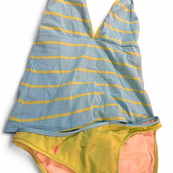 Ralph Lauren Women's Vibrant Blue and Green Tankini Bikini Swimsuit Top & Bottom - Picture 1 of 9